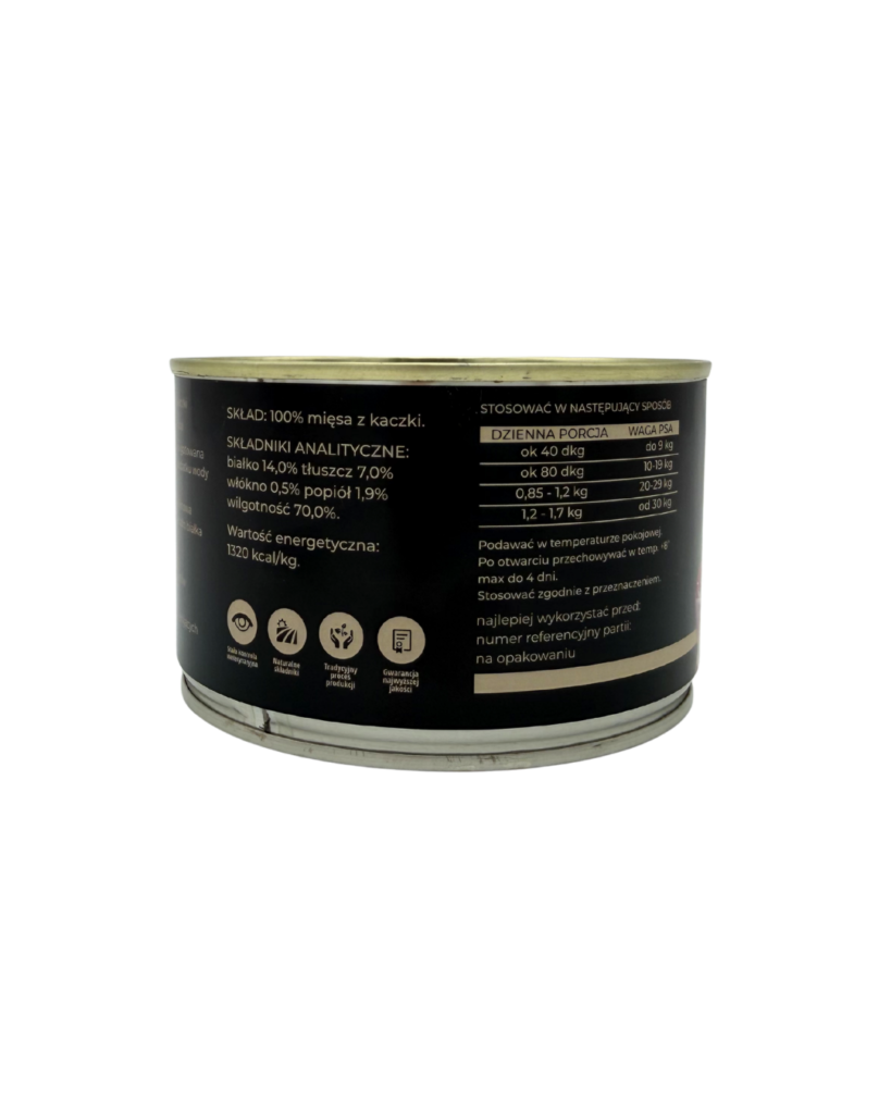 Mokra karma dla psa VetPuls Kaczka 100% skład