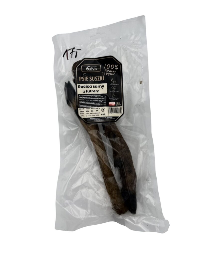 Psie suszki racica sarny z futrem VetPuls